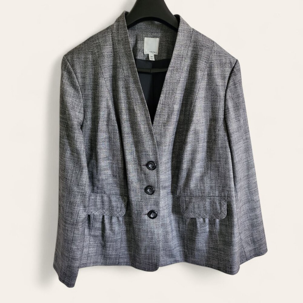 Halogen 3 Button Womens Blazer Gray Black Plus Size 18W Career Workwear Business